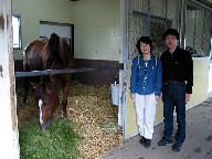 厩舎の中のダイタクリーヴァと